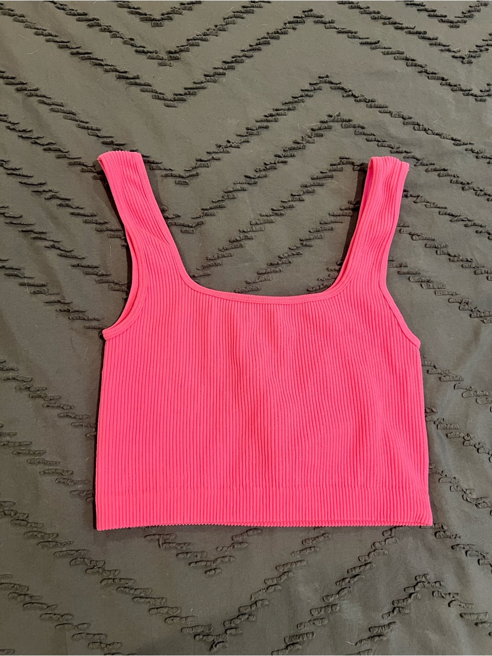 Zara Hot Pink Ribbed Square-Neck Crop Top